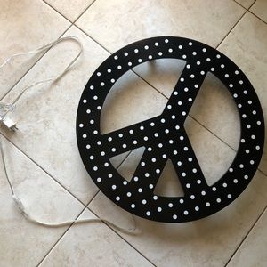 Pottery Barn Peace Sign Wall Lamp/Decor